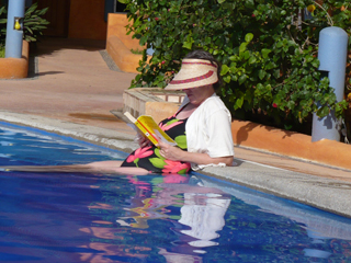 Barb in pool